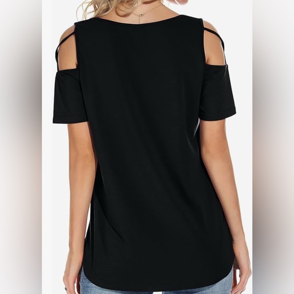 Women’s Short Sleeve Tunic W/ Strappy Shoulders - Picture 2 of 5